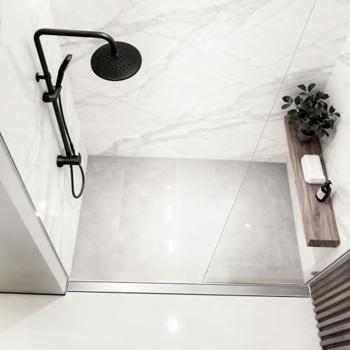 Image of DLONE Linear Shower Drain - 72 Inch Brushed Nickel, with Tile Insert Panel