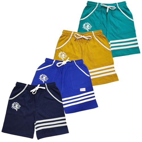 Image of TICOSS Boys Pack of 4 Cotton Blend Striped Shorts