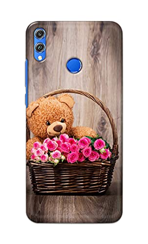 Image of PRINTFIDAA Roses and Teddy Bear in The Wicker Hard Back Cover for Honor 8X, JSN-L11, JSN-L21, JSN-L22, JSN-L23 Back Cover -(P6) KAT1004