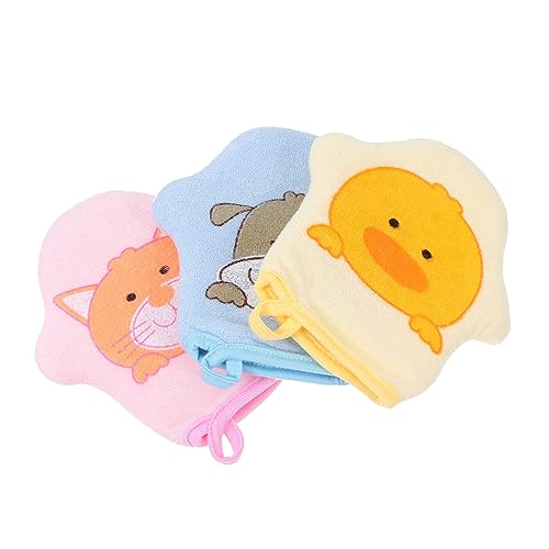 HAKIDZEL 3個子供用カートゥーンシャワーグローブ バス用スクラバー 手洗い