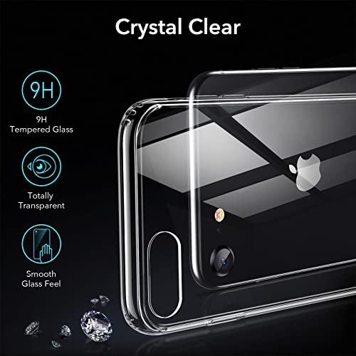 Image of ESR Mimic Tempered-Glass Case, for iPhone 8 /7 , Upgraded 9H Tempered-Glass Back, Feels Like a Caseless Phone, with Soft TPU Bumper and Shock-Absorbent Corners, Clear