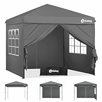 Sekey Pop Up Pavillon 3x3 Wasserdicht Stabil, Faltpavillon 3m x 3m mit Seitenwänden, Partyzelt Faltbar für Camping Party, Stufenlos Höheverstellbar 250 bis 270cm, Premium Serie 3x3, Grau