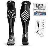BLACKROX Kompressionsstrümpfe Sport Astropreform Kompressionssocken Sportkompressionsstrumpf Laufstrümpfe Fussball Damen & Herren Lang compressions sock (Schwarz-RUNNERROX, S-M)