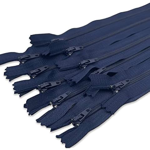 10 Cremalleras Azul Marino de Nailon MARARDI 45 cm Cover