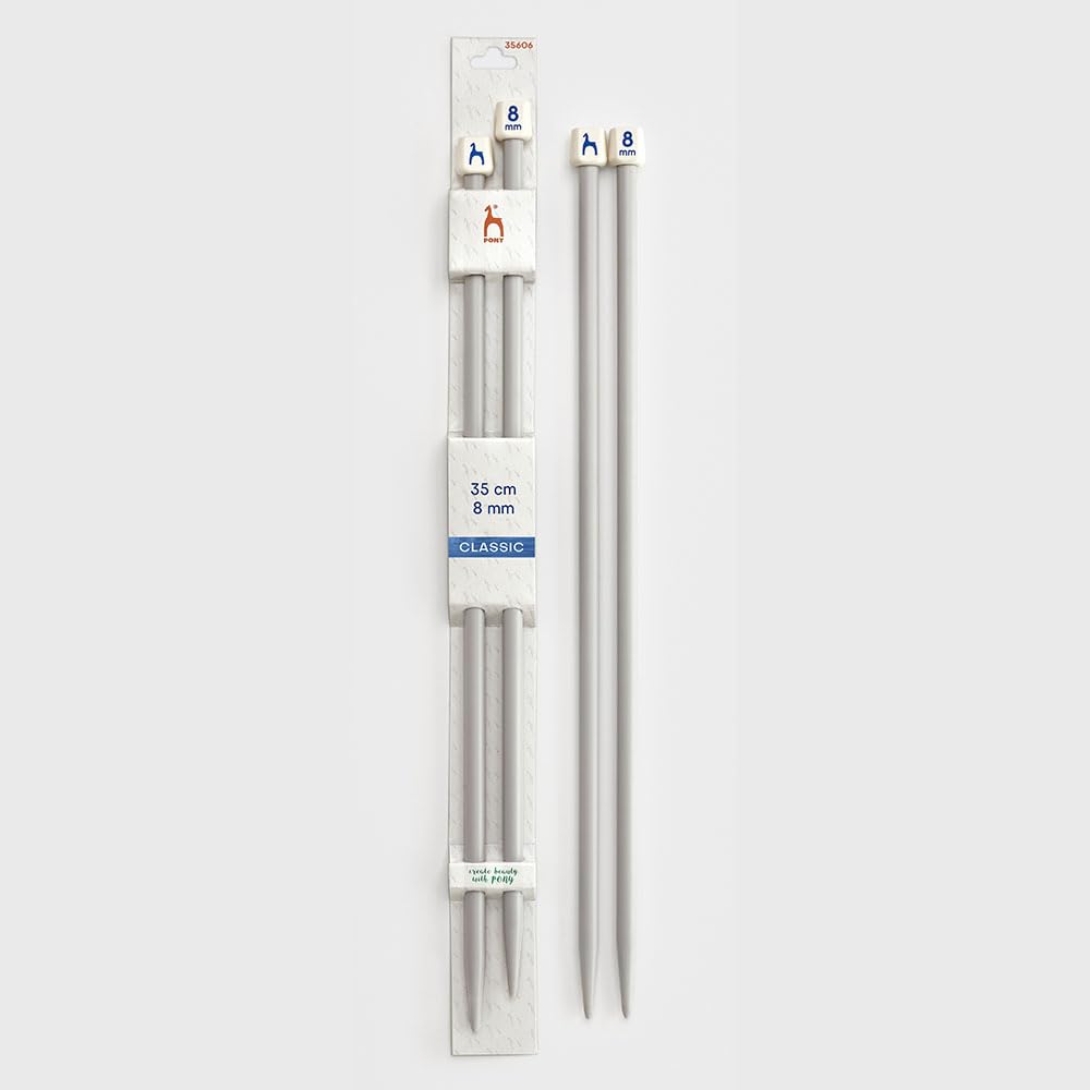 Pony Classic Aluminium Knitting Needles 35cm 8mm - Single Piece, Light Grey, (35cm, 8.00mm)