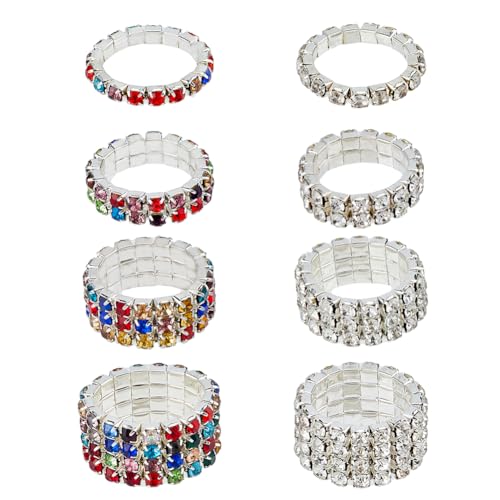Bague élastique colorée avec strass étincelants le cadeau idéal pour femme