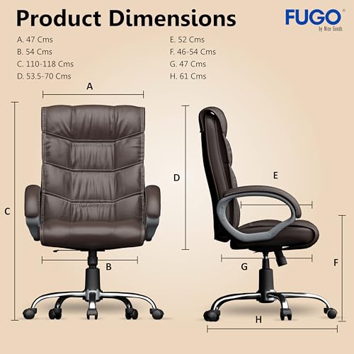 Image of FUGO FG10C Orthopaedic Office Chair, Adjustable Height, Tilting Mechanism, Heavy Duty Metal Base, Dual Nylon Casters, Comfortable Desk Chair for Work, 3 Years Warranty (Brown)