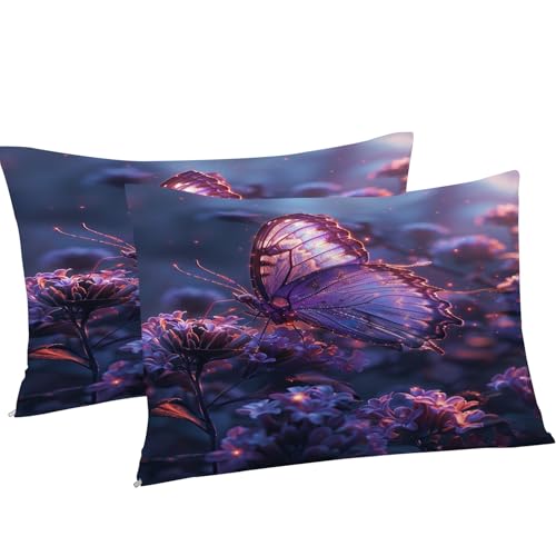 Housse de couette 160x200 violet papillons kK3375 ensemble de literie microfibre avec taies - 5
