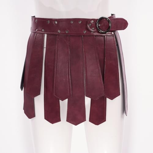 Medieval Roman Tassel Skirt PU Leather Viking Fringe Belt Gladiator Kilt Waist Belt2