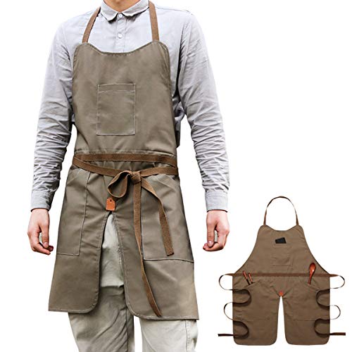 Delantal De Cocina Unisex Minimalista Moderno, Delantal De Cocina, Seguro De Trabajo, Monos De Trabajo Chef Profesional Delantal Para Hombres Y Mujeres,Marrón
