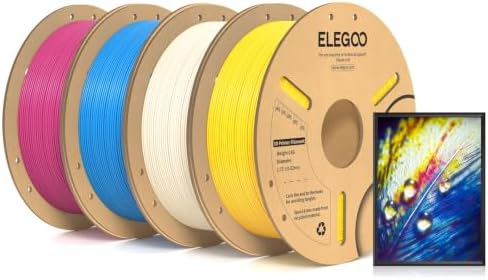 ELEGOO CMYK PLA Filament 1.75mm 4KG Rilievo Weiß Gelb Magenta Cyan | Lithophane Maßgenauigkeit +/- 0,02mm, 1kg Pappspule (2.2lbs), Sauber Gewickelte, Vakuumverpackung für Meisten 3