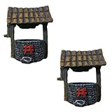 BESPORTBLE 2 Stück Harz Wasserbrunnen Miniatur Ornament Feengarten Deko Umweltfreundlich Geruchlos für Garten und Wohndekoration