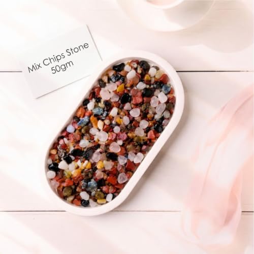 Image of Healing Crystal Chips for Vastu Natural Multi Color Chips Stone 50 Gm Multi Color Crystal Stone Chips Dust Raw Rough Stone for Reiki Healing Meditation