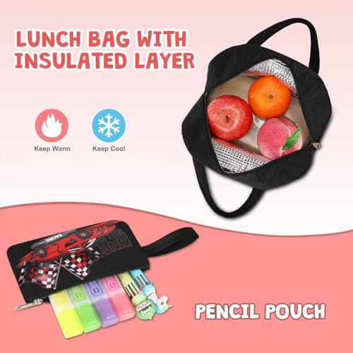 Image of ACESAK Boys Backpack - 3PCS Cool Luminous Backpack for Boys School Backpacks for Kids Kindergarten Elementary Preschool Middle School Bags with Lunch Box Pencil Case Set (Racing Car)