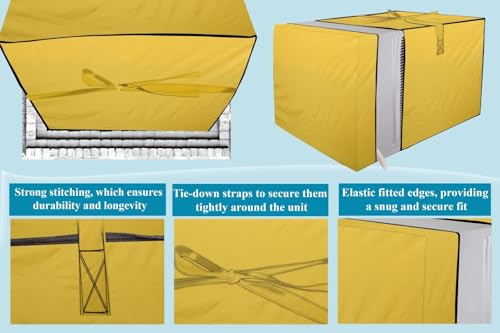 Image of The Furnishing Tree Elastic fit waterproof Polyester window ac cover compatible for Blue Star 2 Ton WFD324E Dustproof cover for inner and outer section, Yellow