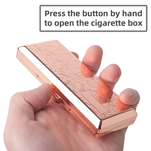 Image of Metal Cigarette Case - Ladies and Men, Portable Double Sided Spring Clip, Holds 10 100mm Cigarettes (Rose Gold)