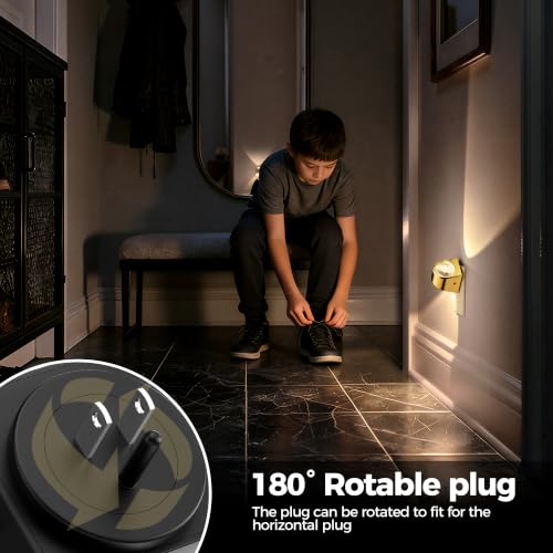 Image of Briignite Projector Night Light, Rotating Gold Night Lights Plug into Wall Dimmable, Soft White 3000K, Dusk to Dawn Nightlight for Kids, Bedroom, Nursery, Bathroom, Home Decor, Gaming Room