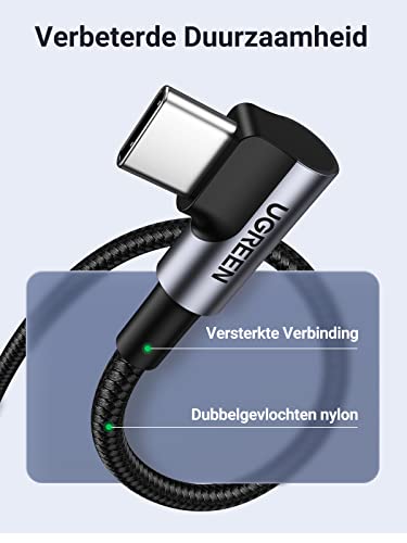 UGREEN USB C naar USB C Kabel PD 100W 20V/ 5A 90 Graden USB Type C Data Kabel voor Galaxy S21 S20 MacBook Air 2020/2019 iPad Pro 2020/2019 Redmi Note 9 Pro Note 9 Huawei P40 Pro P30 Honor 20 enz.(2M) - Image 8