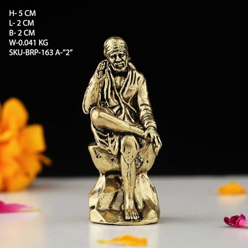 Image of INDICAST Brass 2 inch Sai Baba Statue | Symbol of Faith and Blessings | Sai Baba Murti Hindu God Idol Figurine Perfect for Decoration Puja & Gifting Purpose Sculpture (Weight- 40gm)