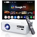 Aurzen EAZZE D1G 4K Supported Google TV Smart Projector with WiFi & Bluetooth, Auto Focus & Keystone, Dolby Audio, Zoom, Movie, Portable Mini Projector for Home & Outdoor Use
