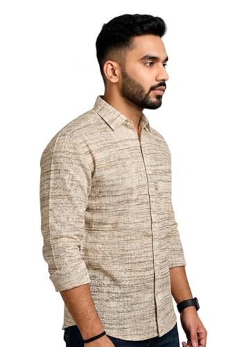 Image of Men's Pure Khaadi Cotton Regular Fit Full Sleeves Striped Casual Shirt | Handloom Shirt for Office & Casual Wear