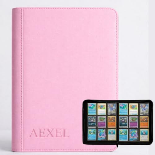 Image of Premium Trading Card Zipper Binder 360 Card Capacity 9 Pocket Pu material For Trading Cards, Sports Cards, TCG Cards (Baby pink)