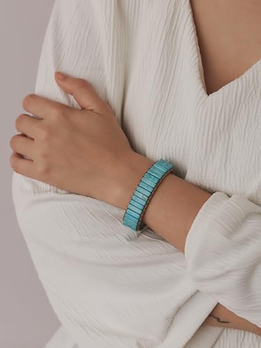 MINACHI Natural Stone Wrap Bracelets for Women Men Bohemian Bracelets Created Turquoise Rectangular Beads Jewelry2