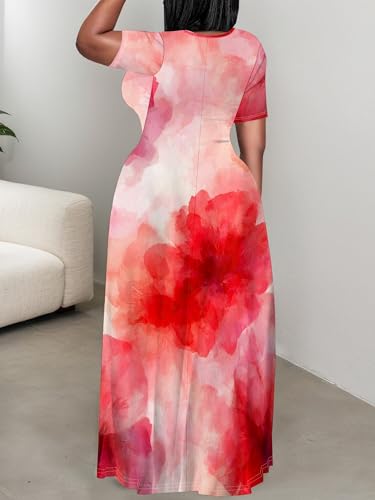 Image of Plus Size Maxi Dresses for Curvy Women T-Shirt Summer Sun Dresses Loose Fit