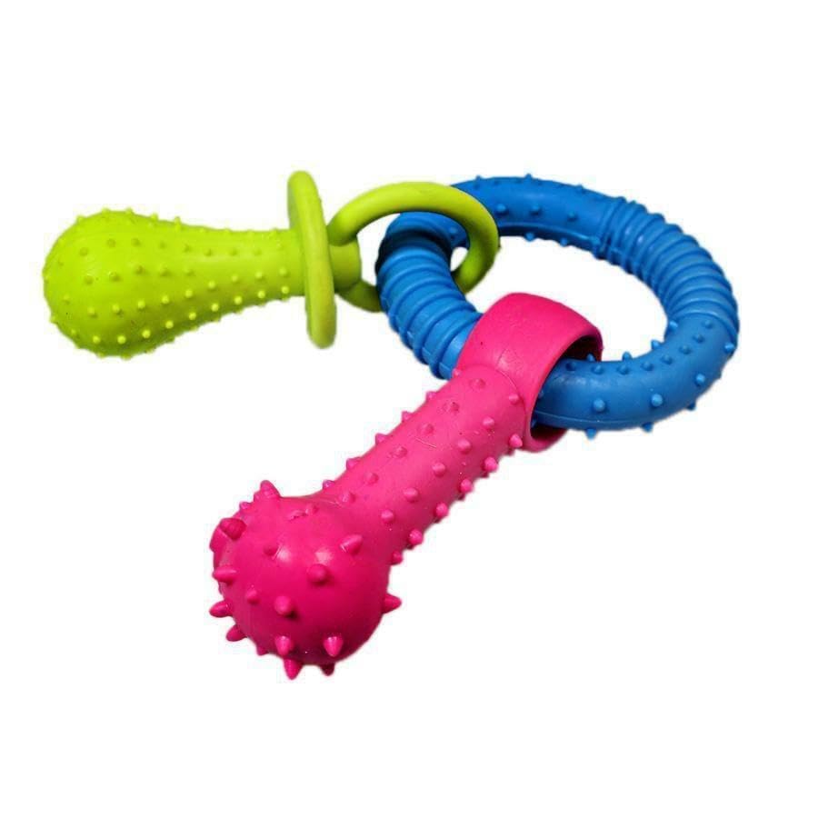 Ring Bone & Dummy DOG CHEW TOY -PET Teething Toy, Build Strong Teeth & Gums, Dental DOG Training Toy Ring & Dummy 2 PACK Chew