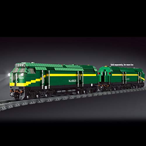 xSuper Technik Zug Bausteine, 2.4G APP/RC Ferngesteuerter Verbrennungsmotor Zug mit Eisenbahn Schienen & Licht,2086… – Bild 6