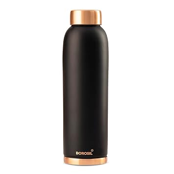 Borosil 1 Litre Black 100% Pure Copper BPA Free Leakproof Copper Bottle for Home, School & Office - image, photos