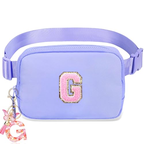 Image of Belt Bag for Girls Gifts - Birthday Gifts for Teenager, Personalized Gifts for Mom Freind Sister Teacher, Graduation GiftsInitial Crossbody Bag Belt Bag for Women Lavender Purple G