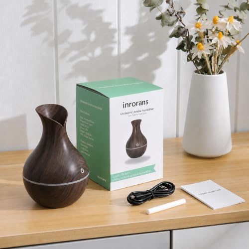 Image of Aroma Diffuser with Wooden Finish, Ultrasonic Essential Oil Diffuser & Humidifier, LED Night Light, Quiet Air Freshener for Home Bedroom Office Spa