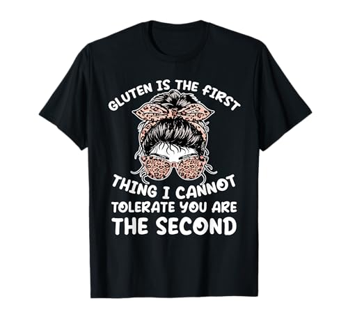 Celiac Awareness Gluten First Thing No tolero el bollo Camiseta