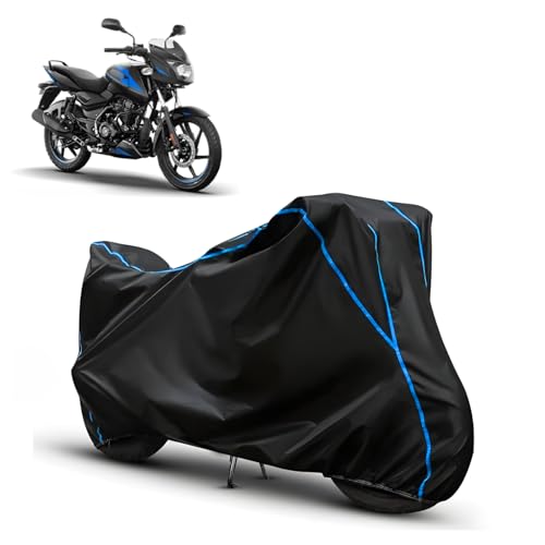 Image of Water Resistant Bike Cover for Bajaj Pulsar 125 | All Weather UV & Heat Resistant, Dustproof, Triple Stitched, Windproof Elastic Bottom