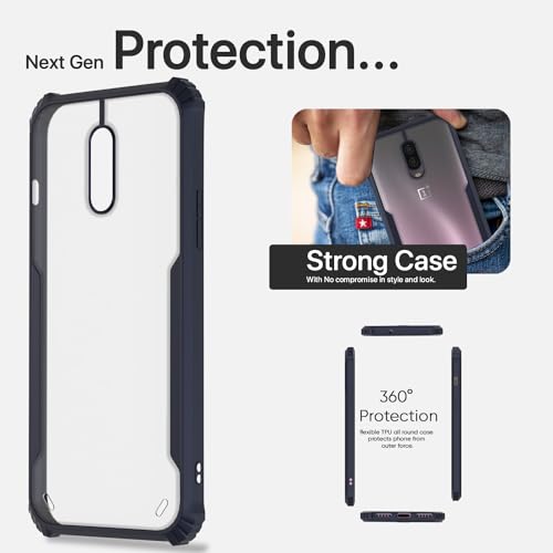 Image of Outlouders Back Cover for OnePlus 6T / Oneplus 7 | Ultra Hybrid Transparent | Full Camera Protection | Raised Edge | Crystal Clear Bumper Case (Blue)