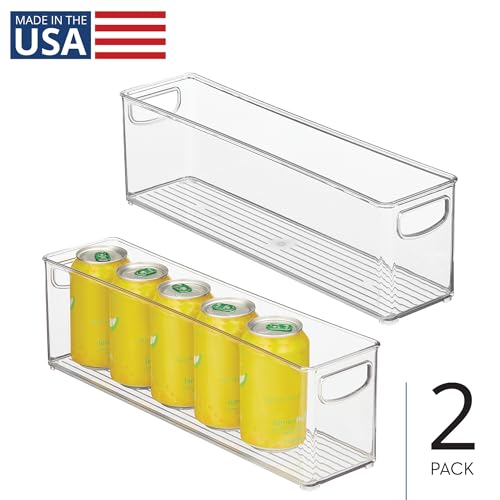 InterDesign iDesign Plastic Stackable Pantry Bin - Storage Bin with Handles for Cabinets or Fridge - Set of 2 - Clear - Additional View