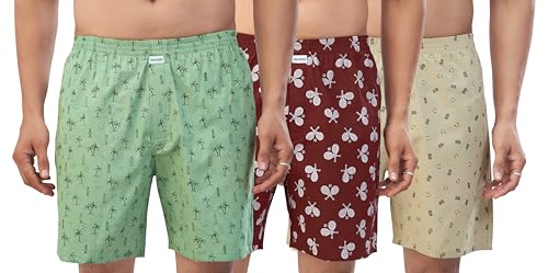 Image of Nermosa Men's 100% Cotton Boxer Shorts - Soft, Breathable, All-Day Comfort (Pack of 3)