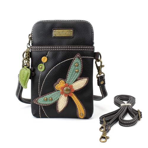 Image of CHALA Garden Animal Collection Cell Phone Crossbody Purse-Women PU Leather /Canvas Multicolor Handbag with Adjustable Strap