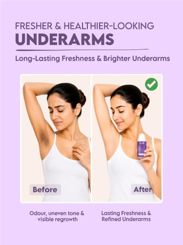 Image of Clensta Amber Vanillic Floral Underarm Roll-On For Women & Men | Controls Body Odour | Helps Brighten Dark Underarms | Reduces Hair Regrowth | Long-Lasting Floral Fragrance | Non-Sticky Formula | 50 ml