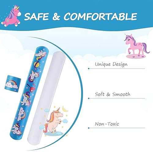 Image of PARTEET (12 PCS Unicorn Theme Slap Bands for Kids|Colorful Unicorn Design Slap Bracelets, Snap Wristband, Scale Band|Party Favours & Return Gifts for Boys & Girls | Birthday Return Gifts For Kids