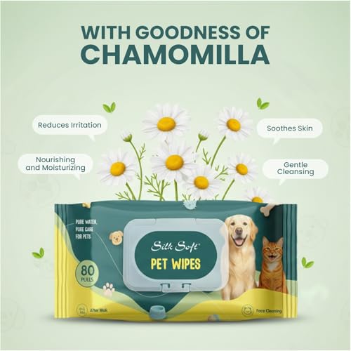 Image of Pet Wipes | 320 Wipes (80 Pulls x 4 Packs) | Gentle Cleaning Wipes for Dogs & Cats | Deodorizing & Skin-Friendly Pet Grooming Wipes | Ideal for Paws, Fur, Face & Body