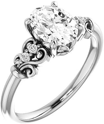 Mois 2 CT Oval Colorless Moissanite Engagement Ring for Women/Her, Wedding Bridal Ring Set, Eternity Sterling Silver Solid Gold Diamond Solitaire 4-Prong Set for Her