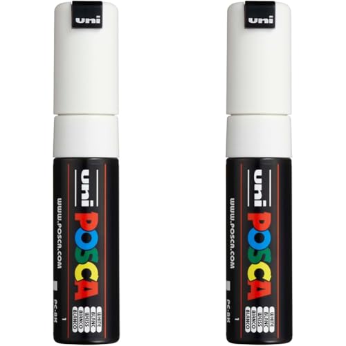 Uni-Ball Posca - Rotulador permanente, blanco (Paquete de 2)