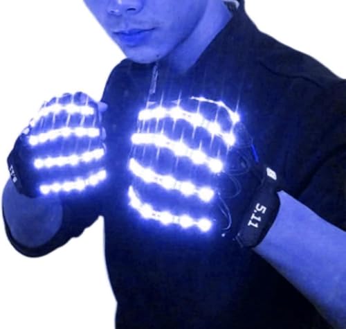 YUANYUYING Gants LED Flash - Gants lumineux pour fêtes, Halloween et événements | Lumineux et clignotants | Fonctionnement facile à piles (Bleu, Standard)