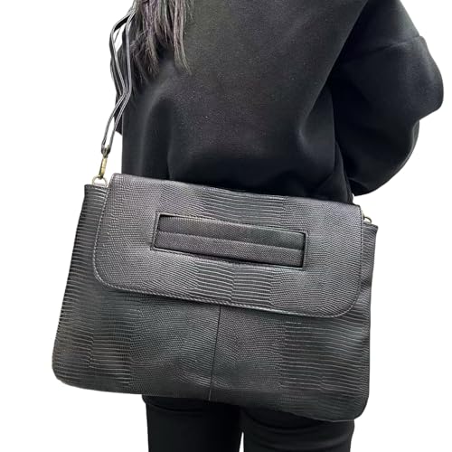 Image of Women Classic Crocodile Pattern Faux Leather Clutch Purse Oversized Female Shoulder Bag Messenger Handbag