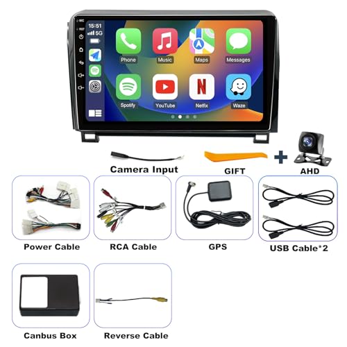 Image of 4G+64G Android Upgrade Radio for Toyota Tundra 2007-2013, Toyota Sequoia 2008-2015, Head Unit Car Audio 10 inch Touch Screen Stereo Wireless 5GWiFi Carplay Android Auto Bluetooth GPS for J-B-L & No J-B-L