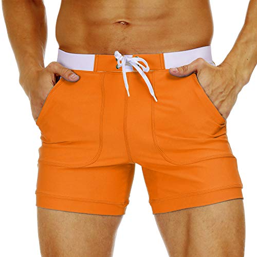 Image of MAGNIVIT Men's Swimwear Swimsuits Solid Basic Long Swim Sport Trunks Board Shorts with Pockets