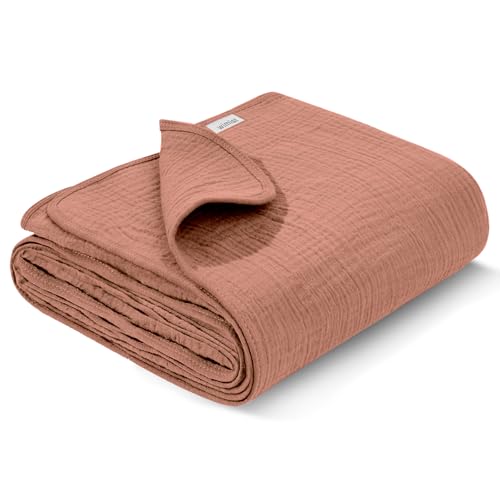 Image of Wimist Muslin Swaddle Blankets, Swaddle Blanket for Baby Girls and Boys, Baby Essentials, Suitable for Neutral Newborns and Crib Essentials, Large 40 x 36 inches (Dusty Rose)