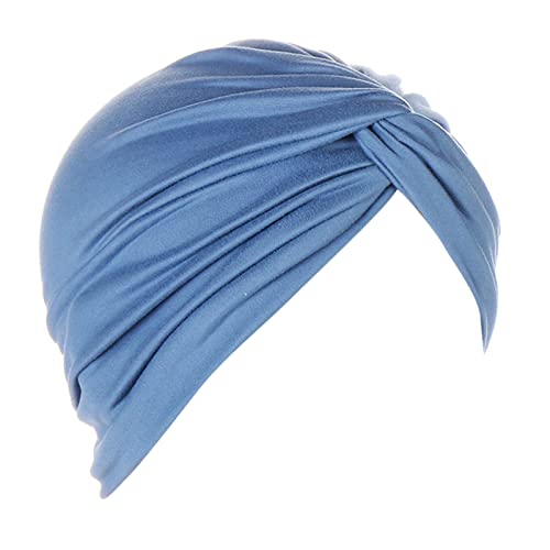 Generisch Sombreros de costura Turbante Mujer Nudo Gorro Preatado Headwraps, Sombreros Gorra Mujer L, azul, Talla única